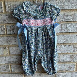 Cotton Posy Short Sleeve Floral Print One Piece Girl's Size 6M.